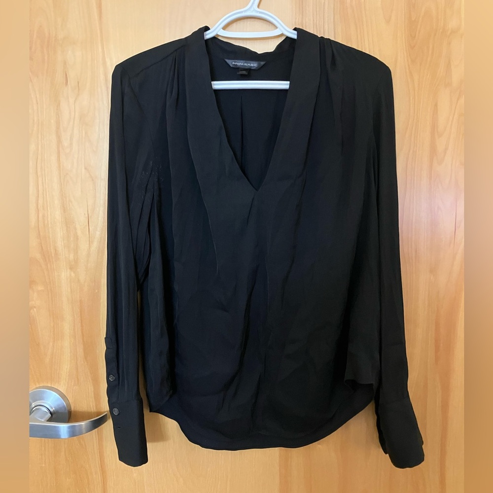 Banana Republic Black V-Neck Blouse